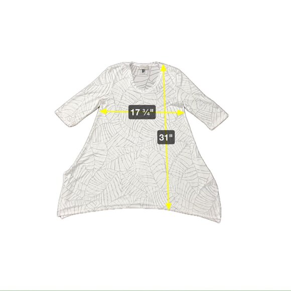 J. Valdi Womens White Leaf Pattern Tunic Top Sz Medium - Picture 7 of 9